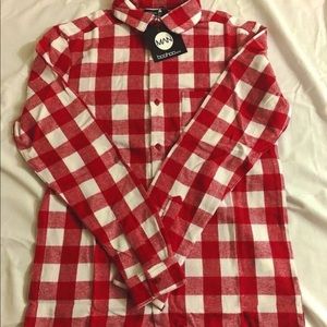 Boohoo Checkered Button Up